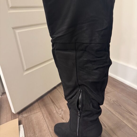 Journee Collection Kaison Thigh High Boots in Faux Suede in Black - Picture 5 of 8